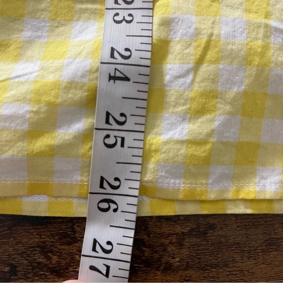 J Crew Gingham flutter top with bib trim yellow white 100% cotton size XXL - Picture 9 of 10